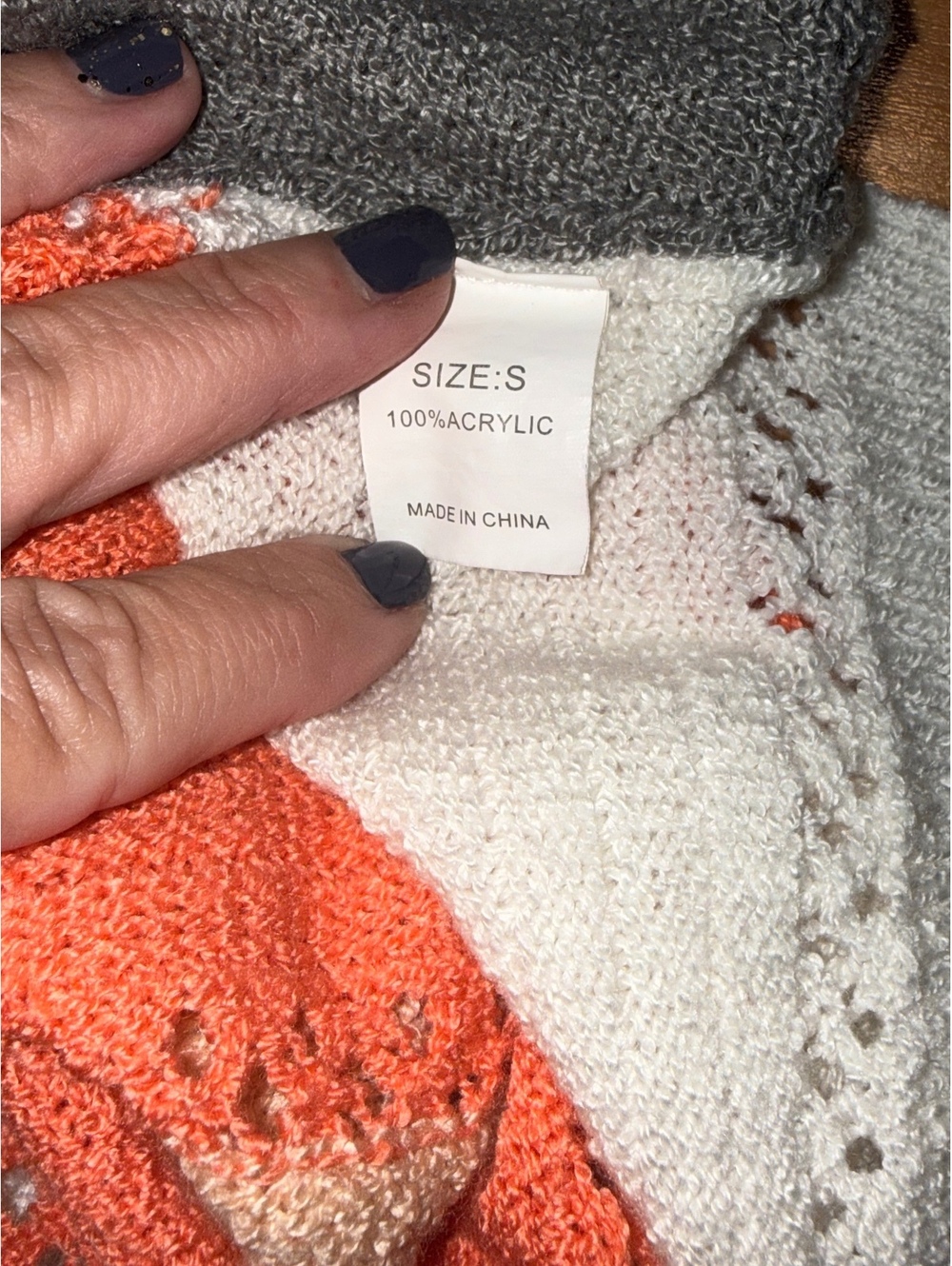 Women's Colorblock Hooded Sweater Knit Pullover in Gray, Orange, Beige, andWhite - Picture 2 of 3